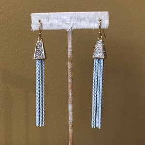 White rhinestone duster earrings